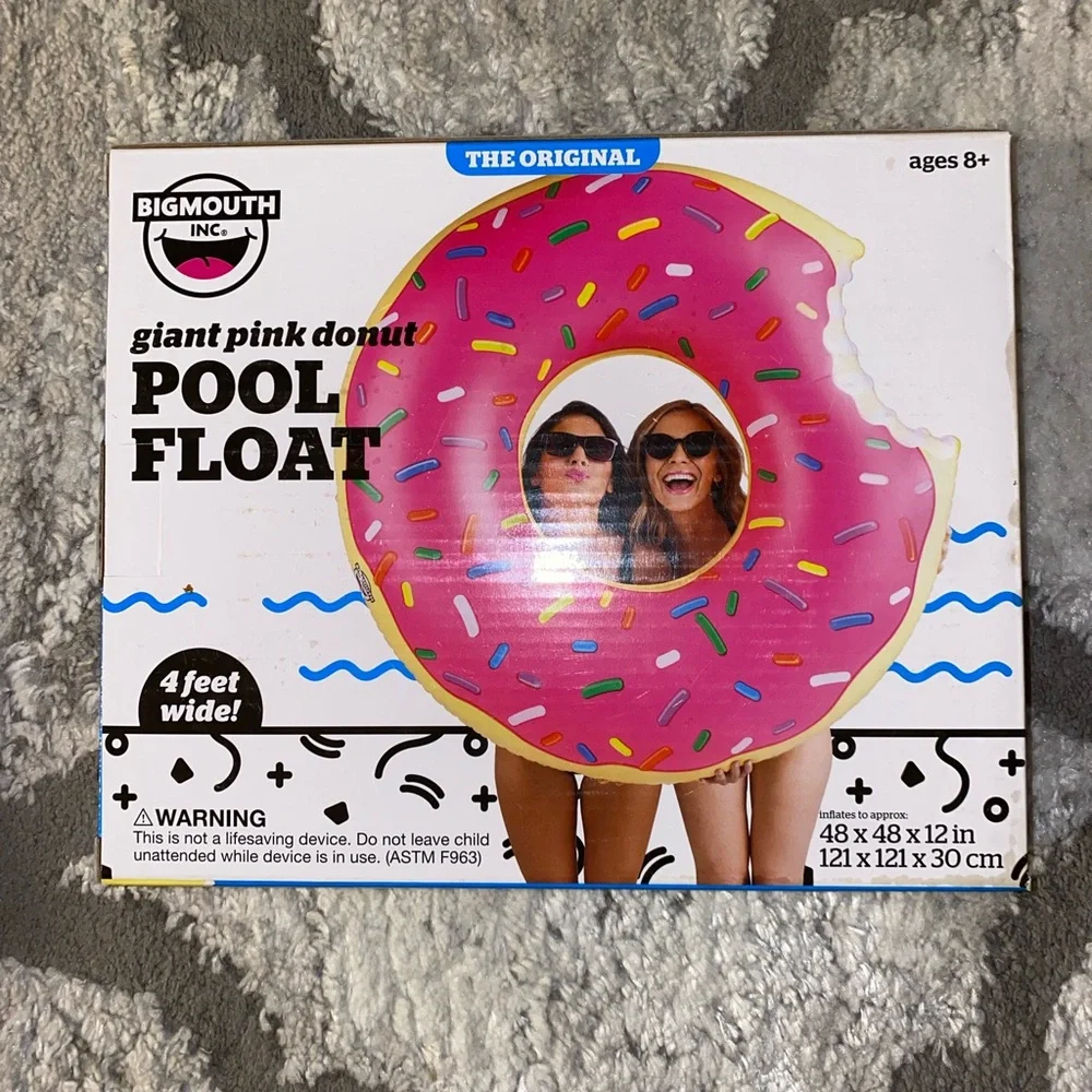 Big Mouth Inc Giant Pink Donut Pool Float 4 Feet Wide - Picture 2 of 2